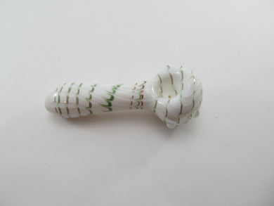 White Hand Pipe w/ Green Stripes